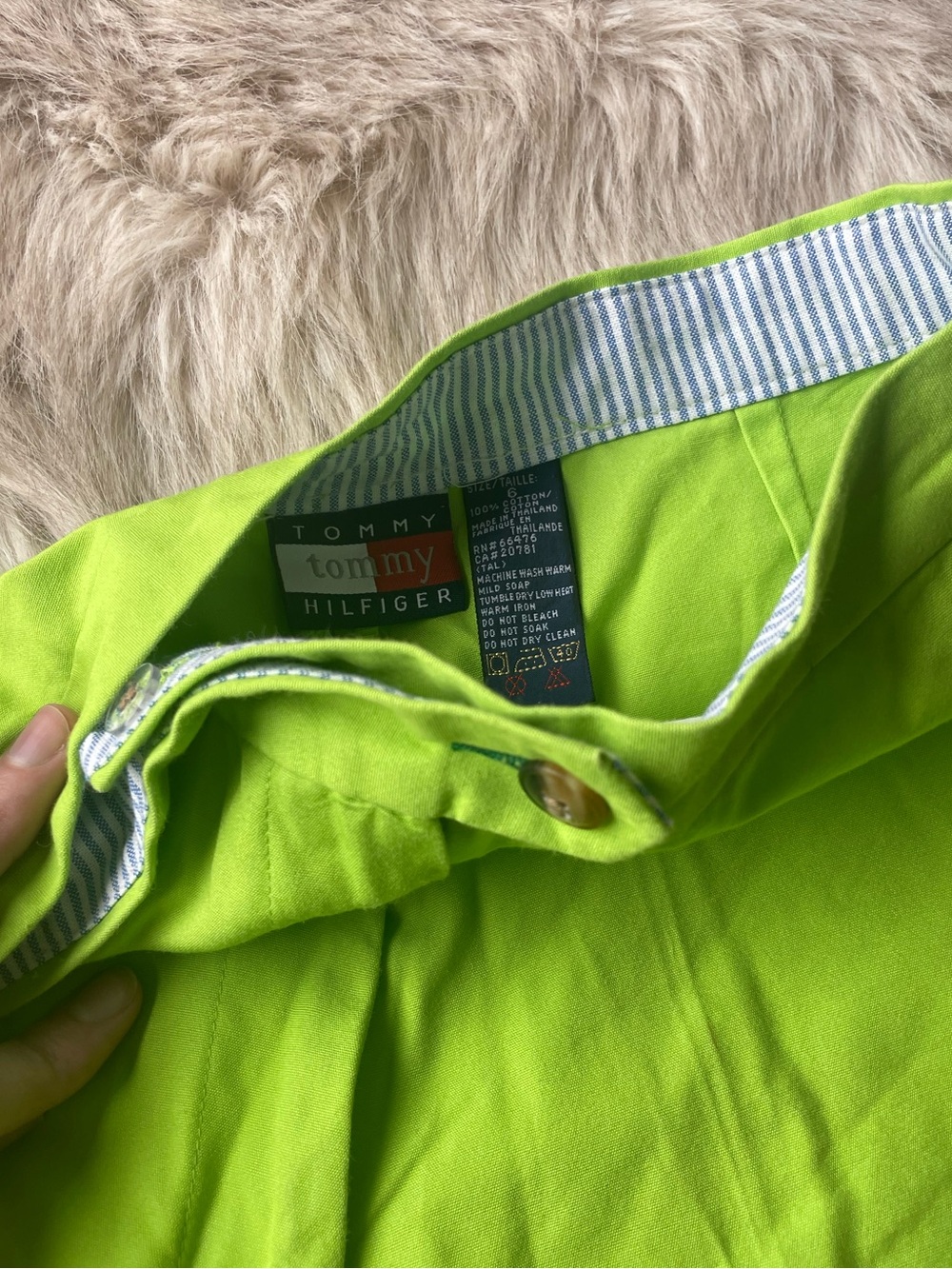 Tommy Hilfiger Neon Green Women's High Waisted Shorts - Picture 2 of 3